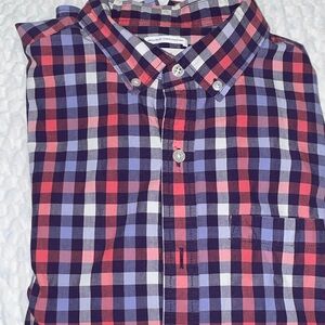 Old Navy Men's Plaid Shirt, red/blue, regular fit, size S